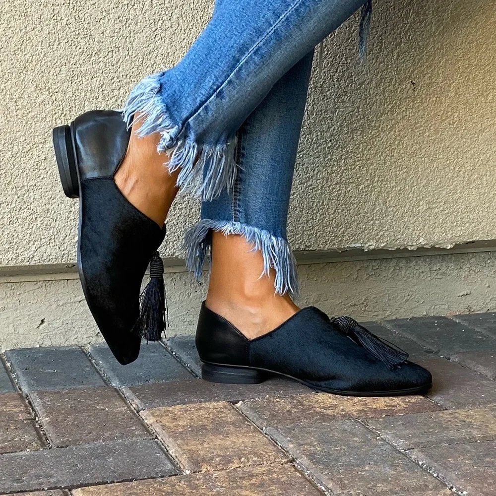 Anthropologie Black Tassel Loafers